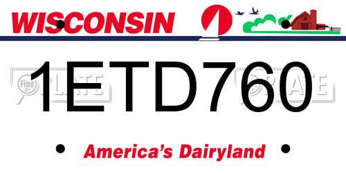 1ETD760 Wisconsin License Plate