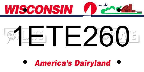 1ETE260 Wisconsin License Plate