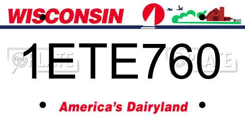 1ETE760 Wisconsin License Plate