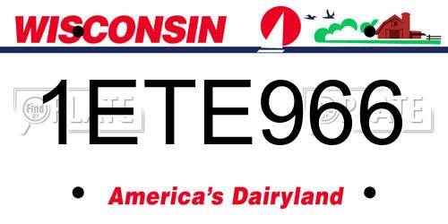 1ETE966 Wisconsin License Plate