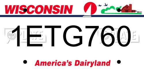 1ETG760 Wisconsin License Plate