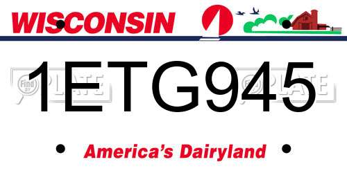 1ETG945 Wisconsin License Plate
