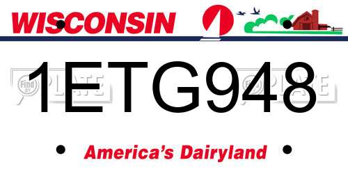 1ETG948 Wisconsin License Plate
