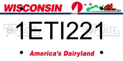 1ETI221 Wisconsin License Plate