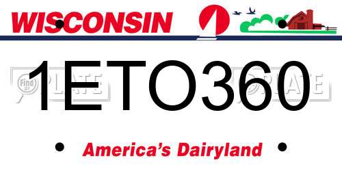 1ETO360 Wisconsin License Plate