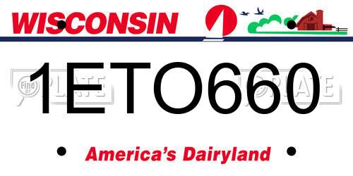 1ETO660 Wisconsin License Plate