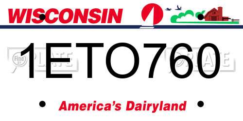 1ETO760 Wisconsin License Plate
