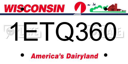 1ETQ360 Wisconsin License Plate