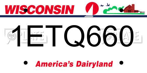 1ETQ660 Wisconsin License Plate