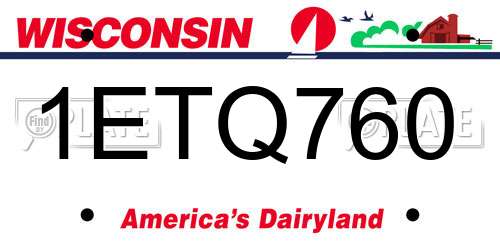1ETQ760 Wisconsin License Plate