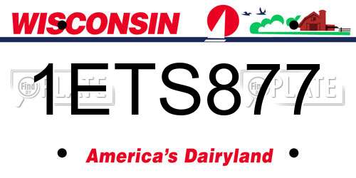 1ETS877 Wisconsin License Plate