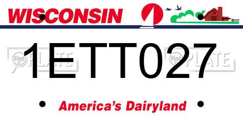 1ETT027 Wisconsin License Plate