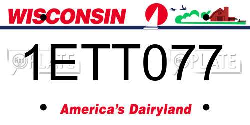 1ETT077 Wisconsin License Plate