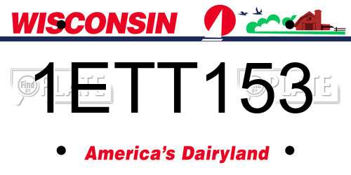 1ETT153 Wisconsin License Plate