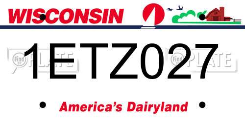 1ETZ027 Wisconsin License Plate