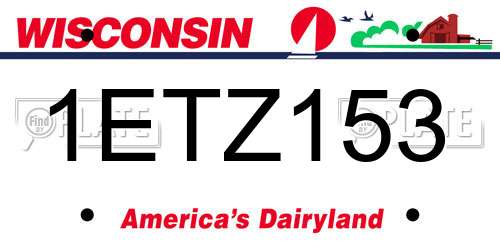 1ETZ153 Wisconsin License Plate