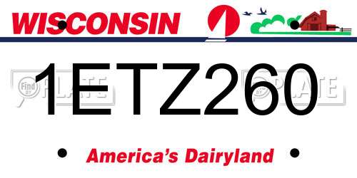 1ETZ260 Wisconsin License Plate