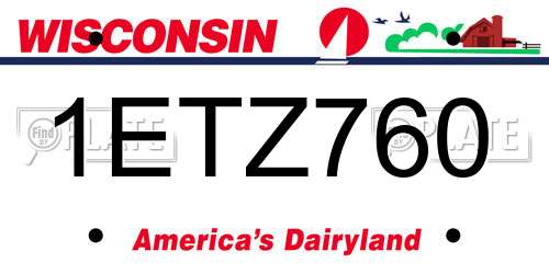 1ETZ760 Wisconsin License Plate
