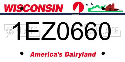 1EZ0660 Wisconsin License Plate