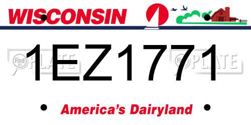 1EZ1771 Wisconsin License Plate