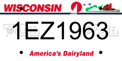1EZ1963 Wisconsin License Plate
