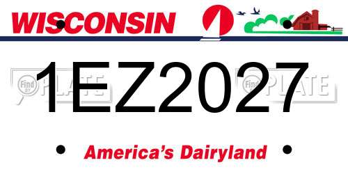 1EZ2027 Wisconsin License Plate