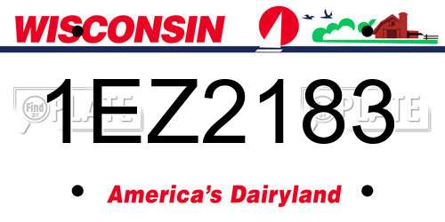 1EZ2183 Wisconsin License Plate