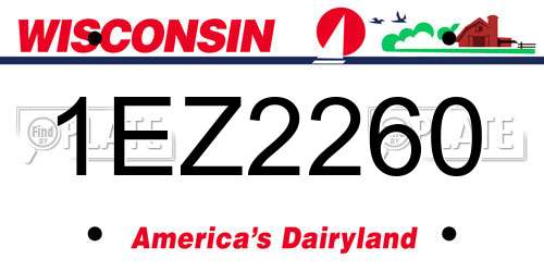 1EZ2260 Wisconsin License Plate