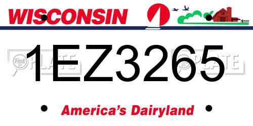 1EZ3265 Wisconsin License Plate