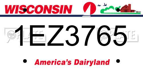 1EZ3765 Wisconsin License Plate