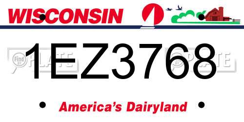 1EZ3768 Wisconsin License Plate