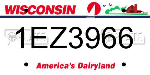 1EZ3966 Wisconsin License Plate