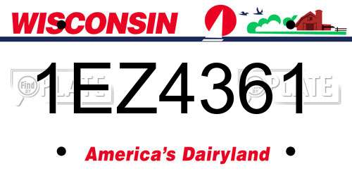 1EZ4361 Wisconsin License Plate