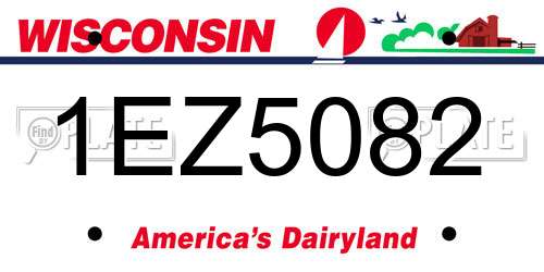 1EZ5082 Wisconsin License Plate