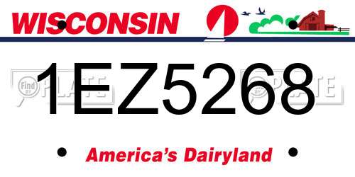 1EZ5268 Wisconsin License Plate