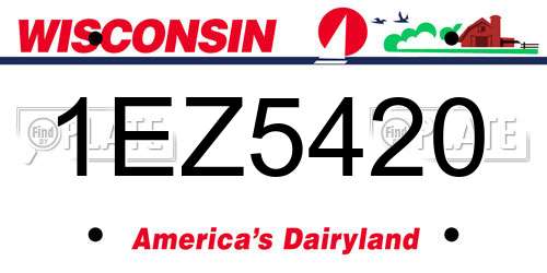 1EZ5420 Wisconsin License Plate