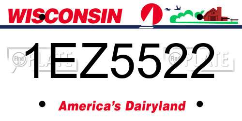 1EZ5522 Wisconsin License Plate