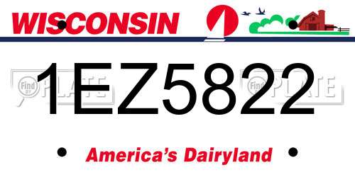 1EZ5822 Wisconsin License Plate