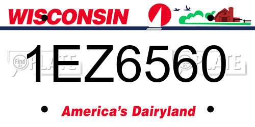 1EZ6560 Wisconsin License Plate