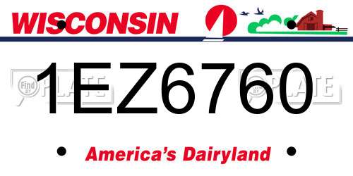 1EZ6760 Wisconsin License Plate