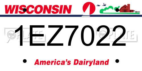 1EZ7022 Wisconsin License Plate
