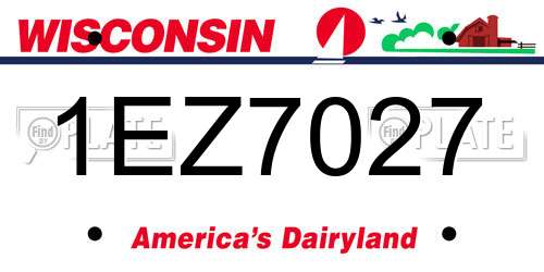 1EZ7027 Wisconsin License Plate
