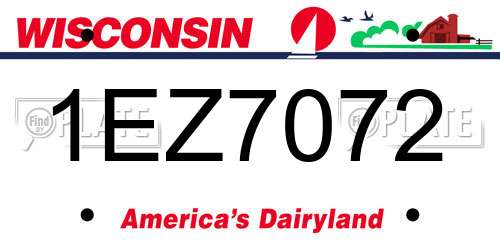 1EZ7072 Wisconsin License Plate
