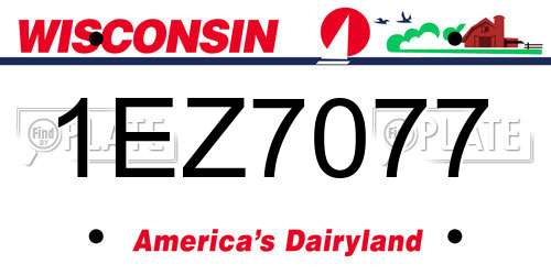 1EZ7077 Wisconsin License Plate