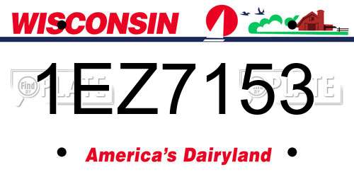 1EZ7153 Wisconsin License Plate