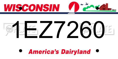 1EZ7260 Wisconsin License Plate