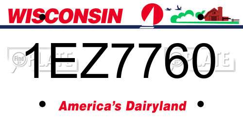 1EZ7760 Wisconsin License Plate