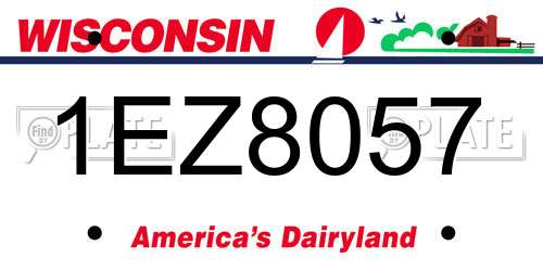 1EZ8057 Wisconsin License Plate
