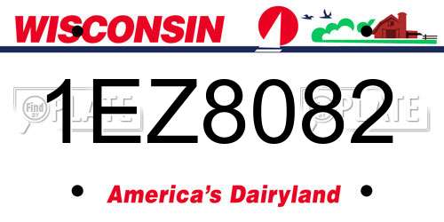 1EZ8082 Wisconsin License Plate