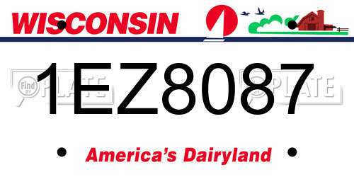 1EZ8087 Wisconsin License Plate
